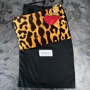 Leopard Clutch with Red Heart Adornment by Tudaloo